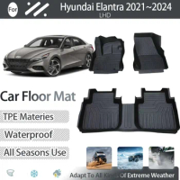 Luxury Car Floor Mat For Hyundai Elantra Avante i30 Sedan CN7 2021~2024 Waterproof Pads Foot Carpet Floor Cover Auto Accessories