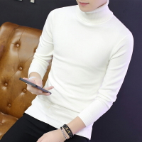 高領毛衣男秋冬季韓版白色針織衫線衣純色加絨加厚打底衫潮上衣服