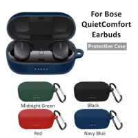 1PC Soft Silicone Protective Case For Bose QuietComfort Earbuds Case Cover Shockpoof Wireless Bluetooth Earphone Case With Hook