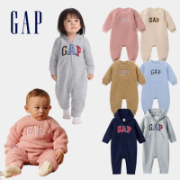 【GAP】嬰兒裝 Logo刺繡刷毛熊耳造型帽/圓領長袖包屁衣/連身衣-多款可選(644733&642937)