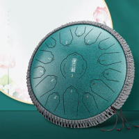 Hluru Steel Tongue Drum 13 Inch 15 Tone Drum with Drumsticks Percussion Psychotherapy Meditation Instrument Gift for Beginner