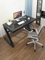 簡約現代鋼化玻璃電腦臺式桌椅套裝家用學生辦公桌簡易書桌子臥室