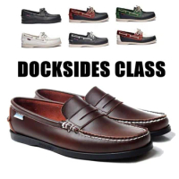 SEBAGO Men Homme Authentic Docksides Shoes - Premium Genuine Leather Moc Toe Lace Up Boat Shoes 2024G03