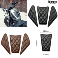 Retro Motorcycle Cafe Racer Gas Fuel tank Genuine Leather Diamond lattice Stickers Pad Protector sheath For Honda CM300 CM500