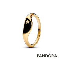 【Pandora官方直營】Pandora ME 星燦黑琺瑯半圓戒指