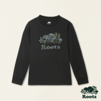【Roots】Roots 大童-復刻海狸系列 LOGO有機棉長袖上衣(黑色)