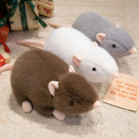 Mainan Haiwan Haiwan Stuffed Boneka Plushie Tikus Bantal Tidur Hiasan Rumah Simulasi Tikus Plush Mas