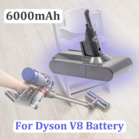For Dyson V8 Battery 21.6V 6.0ah Absolute Fluffy Animal Exclusive SV10 Handheld Vacuum Cleaner Battery To Filter Element Li-Ion