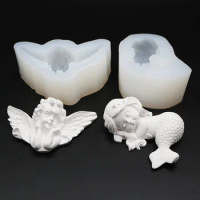 3D Stereo Angel Silicone Mold DIY Animal Shaped Candle Mold Handmade Gypsum Soap Making Supplies Chocolate Cake Easter Bunny Egg
