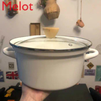 Enamel Pan Enamel Pot Pot Milk Pot Instant Noodle Pot Vintage and Little Fresh Cooker Gas Stove General Free shipping