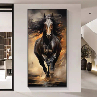 KOKOPAINTING Lukisan Porcelain Diamond 5D Kristal Timbul Motif Kuda Berlari Fengshui Shio / Lukisan 