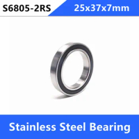 10pcs/lot ABEC-5 S6805-2RS S6805RS Bearing Stainless Steel 25x37x7 mm Deep Groove Ball Bearing 25*37*7mm 6805-2RS 6805RS