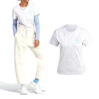 Adidas T-Shirt Graphic 女款 淺灰色 亞洲版 經典 三葉草 棉質 上衣 短袖 IC7981