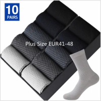 Plus Size EUR41-48 Men Bamboo Fiber Socks Men's Socks Business Breathable Deodorant Compression Socks 10 Pairs/Lot Size