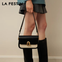 LA FESTIN Original New 2024 Women's bag Handbag Leather Bag Ladies Crossbody Shoulder Bag A-line Door Series free shipping