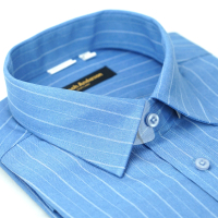 【金安德森】藍色寬白紋窄版長袖襯衫-fast
