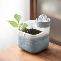 方池桌面陶瓷流水擺件招財風水輪噴泉現代茶桌茶臺迴圈轉運球水景