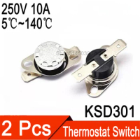 2Pcs KSD301 Thermostat switch 10A 250V 35C 40C 45C 50C 55C 65C 70C 75C 80C 85C 90C 95C 100C 110C 120C 130C Temperature Switches