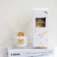 150ml Aroma Reed Diffuser Set, Fireless Oil Diffuser for Home Bathroom Hotel, Glass Natural Scented Diffuser with Sticks Gift