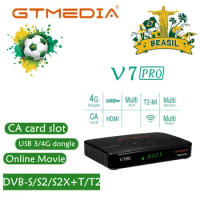GTMEDIA V7 Pro DVB-S2 S2X T2 Set Top Box Satellite TV Receiver Upgrade CA Card Slot USB WiFi Support Network Cam TV BOX