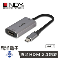 ※ 欣洋電子 ※ LINDY林帝 轉接器 主動式 USB3.1 TYPE-C TO HDMI2.1 8K HDR 轉接器 (43327)