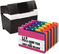 1InTheOffice Index Card  5x8 inch Index Card Holder 5x8 400 Capity & Index Card Guide Set, A-Z, 1/5 