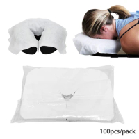 100pcs Disposable Face Cradle Covers Spa Massage Table Sheets Headrest Pads Pillow Hole Cover For Massage Table Massage Chair