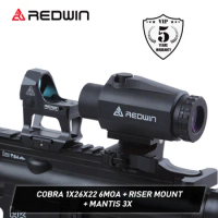 Red Win HD Cobra 1x26x22 6MOA RMR X-ray Photoetching Red Dot RMR Riser Mount Mantis 3x Magnifier for GLOCK 17 19 9mm AR15 M4