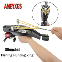1pc Hunting Archery Fishing Slingshot Set Powerful Bowfishing Steel Ball Fish Dart Dual-purpose Catapult Shooting Accessories