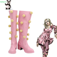 JoJo's Bizarre Adventure: Steel Ball Run Lucy Steel Pink Cosplay Shoes Long Boots Leather Custom Made For Halloween