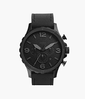 FOSSIL Nate Chronograph Leather JR1354 Jam Tangan Pria - Black Black