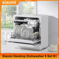 New Xiaomi Desktop Dishwasher XIAOMI Kitchen Cleaner Home DishWash Machine 5 Set S1 of Tableware Washable Work With Mi Home App