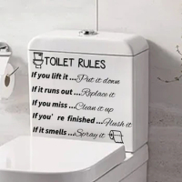 A0KC Toilet Rules Sign Wall Quotes Slogan Warm Reminder DIY Home Bathroom Rules Decorative Decal Water Closet Humour Poster