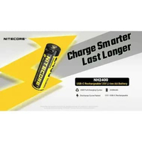 NITECORE Baterai Rechargeable AA Li-Ion 2400mAh - Performa Terbaik, Daya Tahan Optimal IH Kuning Hit