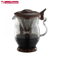 【Tiamo】Tiamo瓜太郎分享壺咖啡壺350ml咖啡色附滴水盤.咖啡匙10g(HG1971)