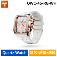 【Y24】Quartz Watch 45mm 手錶 石英錶芯 含錶殼 QWC-45-RG-WH (白/玫瑰金)