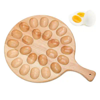 Round Deviled Egg Tray multi-grid kitchen storage egg tray display tray creative wooden fixed egg Plate Serving Tray Egg Plate