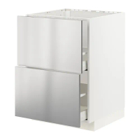 METOD/MAXIMERA 水槽底櫃附2面板/2抽屜, 白色/vårsta 不鏽鋼, 60x60x80 公分