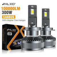 HLXG 300W 100000LM H7 LED Car Headlight Bulbs Canbus H1 H4 H8 H9 H11 9005 9006 High Power LED Lights For Vehicle Turbo Fog Lamp