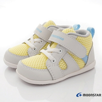 日本月星Moonstar機能童鞋頂級學步系列寬楦穩定彎曲抗菌鞋款2803黃(寶寶段)
