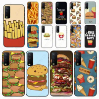 Cute food french fries burger pizza cover For vivo Y35 Y31 Y11S Y20S 2021 Y21S Y33S Y53S V21E V23E Y30 V27E 5G Cases