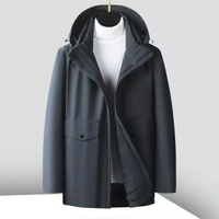 羽絨內膽衝鋒衣三合一可拆卸冬季戶外服男中年大尺碼保暖中長外套