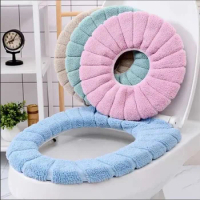 Bathroom Toilet Seat with Handle Closestool Washable Soft Winter Warmer Mat Pad Cushion O-shape Toilet seat Bidet Covers