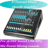 Top 2800W Amplifier Mixer 8 Channel Karaoke Microphone Mixing Console USB MP3 16 DSP Top Quality