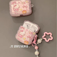 Cute Sanrio Hello Kitty Airpods Case for Airpods Pro 1/2 3 Transparent Bluetooth Earphone Case Soft Shell Gift