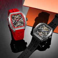 2024 STARKING Brand Men's Watch Luxury Silicone Strap Waterproof Sports Single Balance Automatic Mechanical Watch Men's Clock