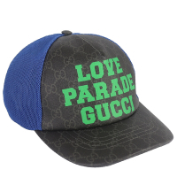 GUCCI 古馳  LOVE PARADE 黑藍色防水布棒球帽-M