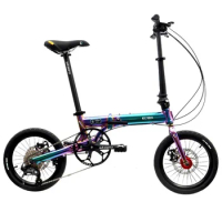 KOSDA Aluminum Alloy Plating Colorful Folding Bicycle Female Ultralight Mini Portable Adult Variable Speed Pedal Bike