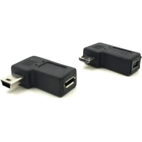 Micro USB to Mini USB Combo Adapter, Right Angle 90 Degree 1 pc Mini USB Male to Micro USB Female Adapter + 1 pc Mini USB Female
