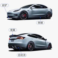 Carbon Fiber Front Lip Bumper&amp; Side Body Skirt &amp; Splitters Wing Spoiler &amp; Rear Diffuser Cover &amp; For Tesla MODEL 3 2018 2019 2020
